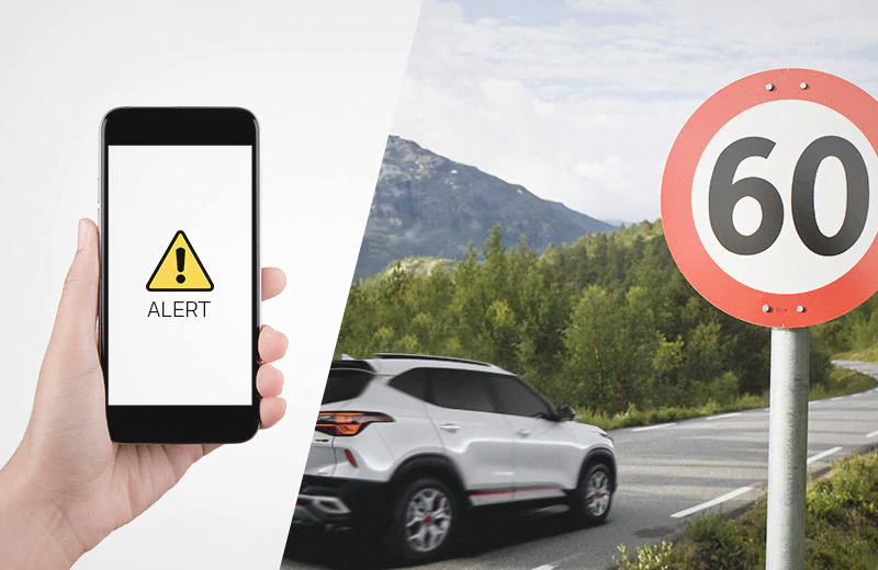 Speed alert                                                                                    Customer gets a notification if the vehicle speed exceeds the defined speed limit in the UVO app.